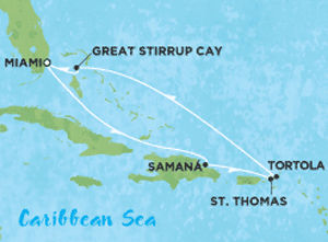 Карта морского круиза `Восточные Карибы` на Norwegian Dawn (Norwegian Cruise Line)