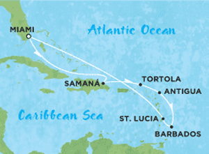 Карта морского круиза `Карибы` на Norwegian Jewel (Norwegian Cruise Line)